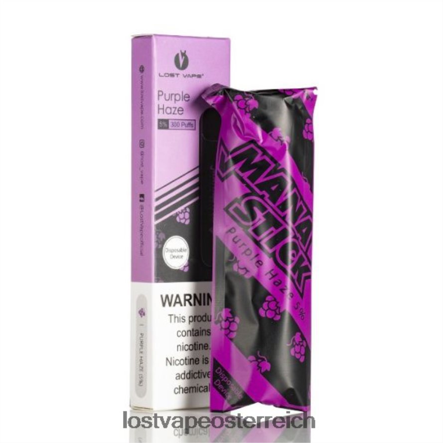 Lost Vape Review Österreich - 66TH26527 Lost Vape Mana Stick Einweg | 300 Züge | 1,2 ml violetter Dunst 5 %